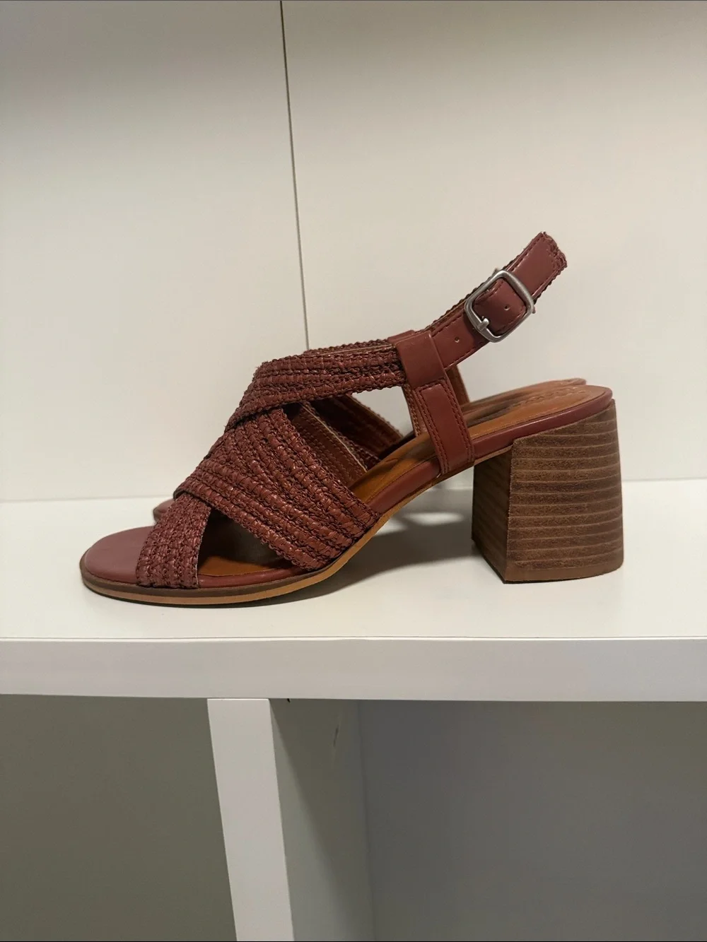 Lucky Brand Woven Slingback Block Heel Sandal - Rust Brown